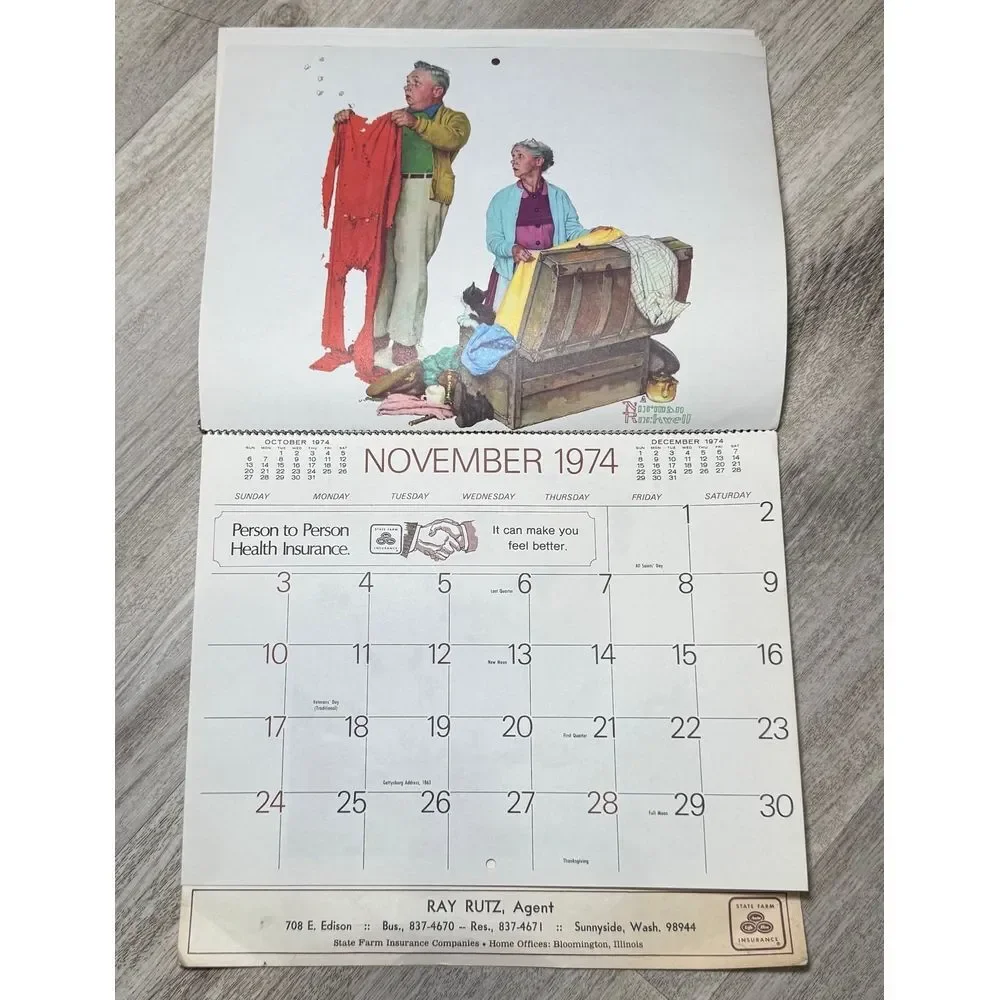 Vintage Norman Rockwell 1974 appointment‎ calendar.